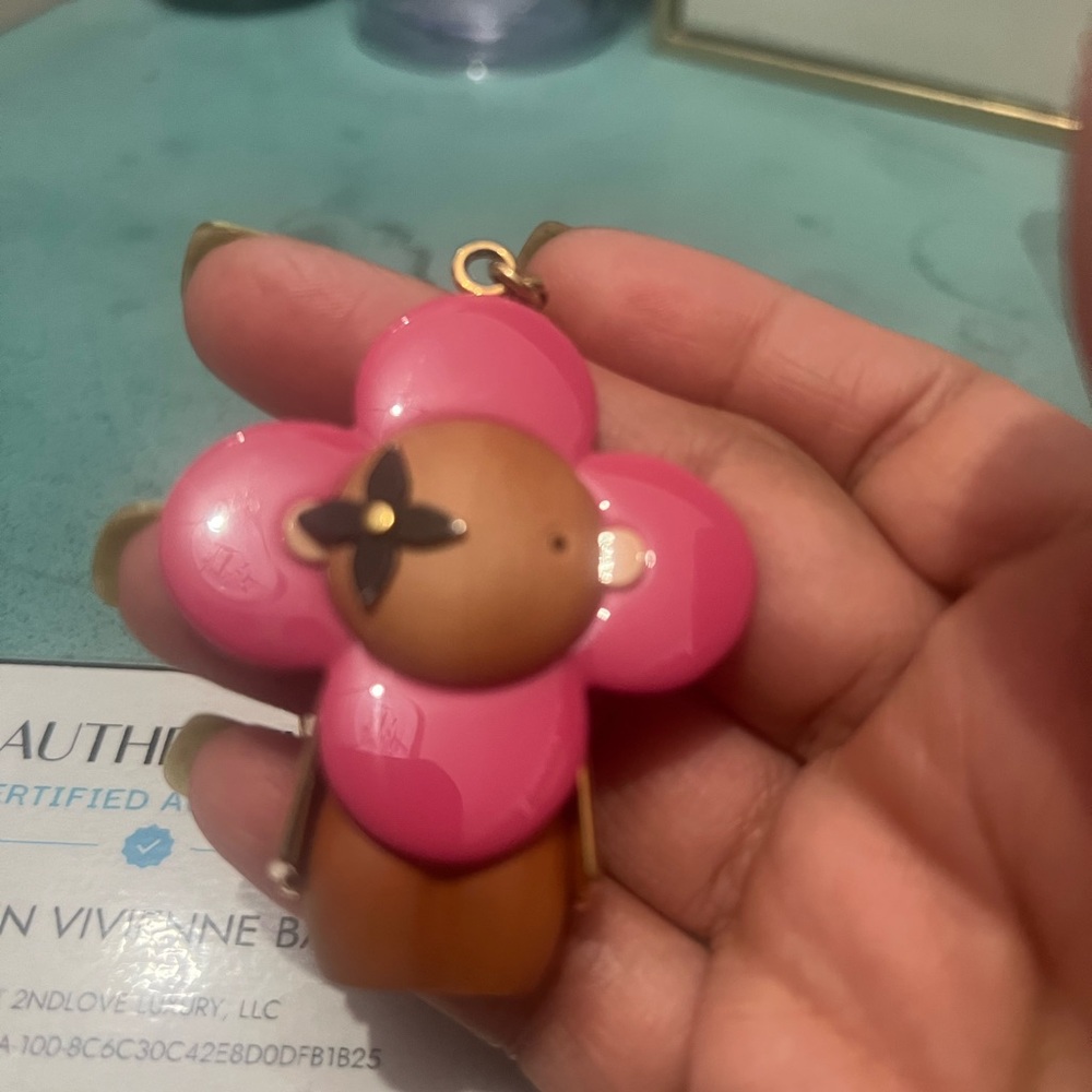Pink and Brown Flower Keychain